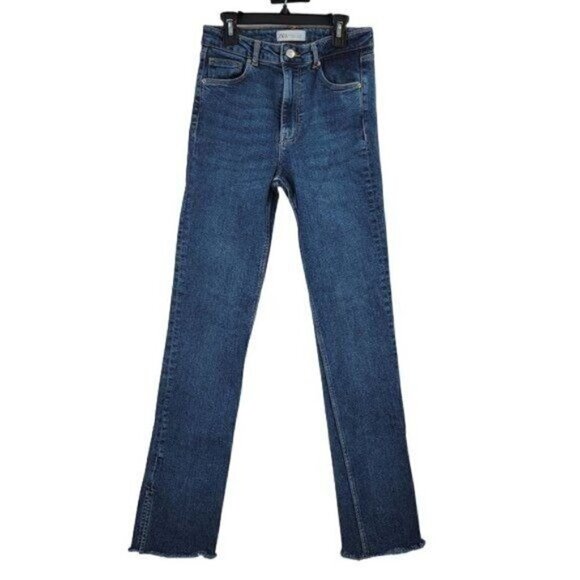 Zara Denim - Zara  Medium Blue Fray Split Hem Jeans